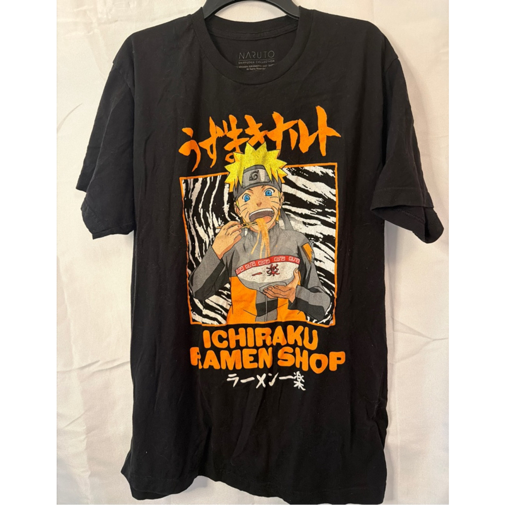 Naruto Shippuden Ichiraku Ramen Shop Graphic T-Shirt Black Japanese Anime Size L